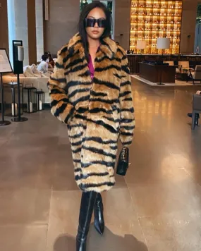 Pankh Sansy Tigeress Fur Long  Over Coat