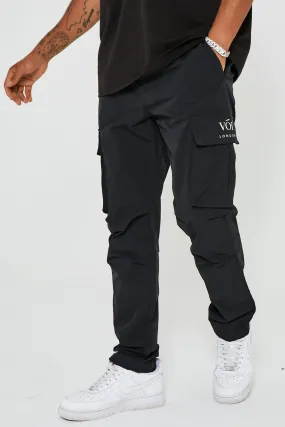 Park Place Tapered Woven Cargo Pants - Black