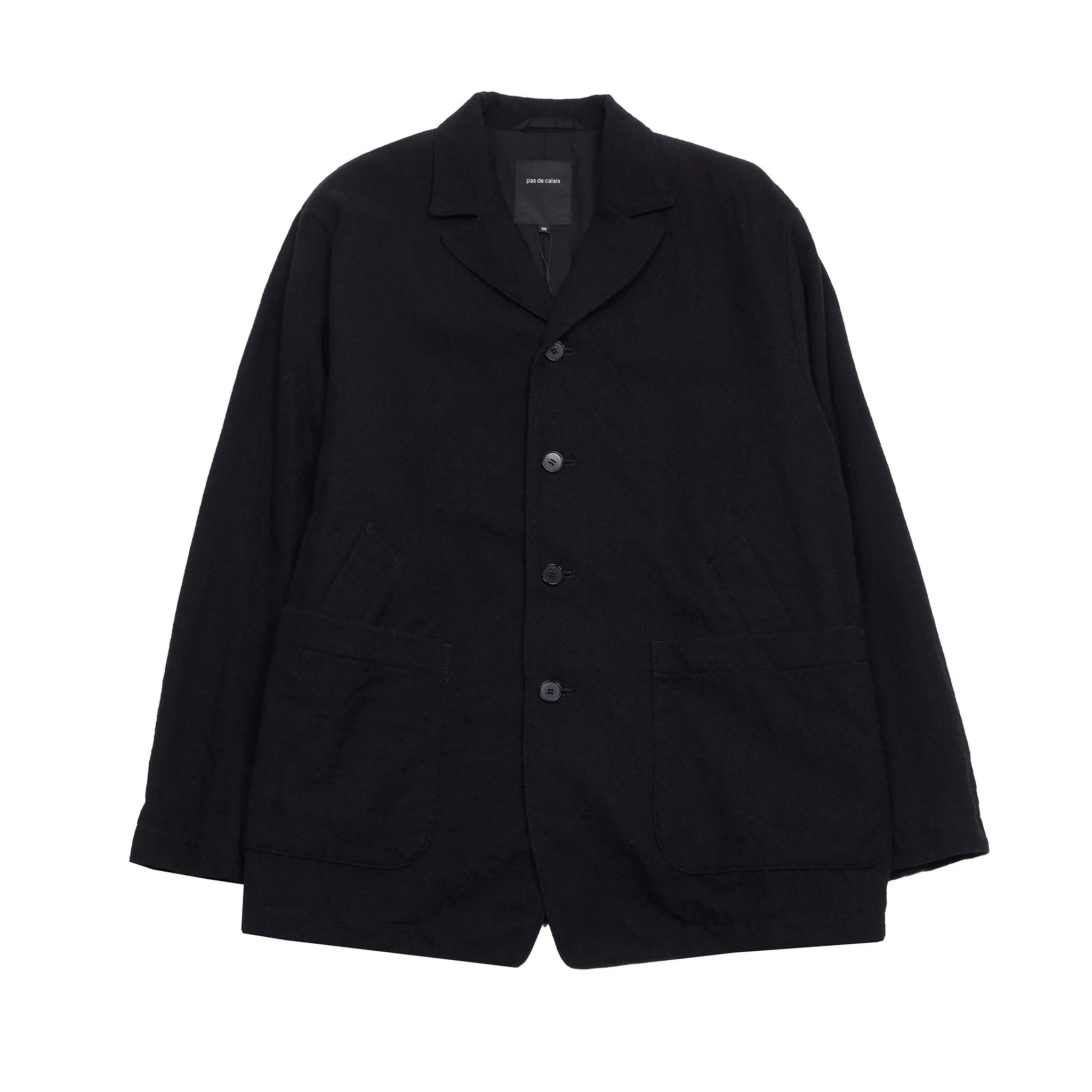 Pas de Calais Wool Twill Utility Jacket in Black