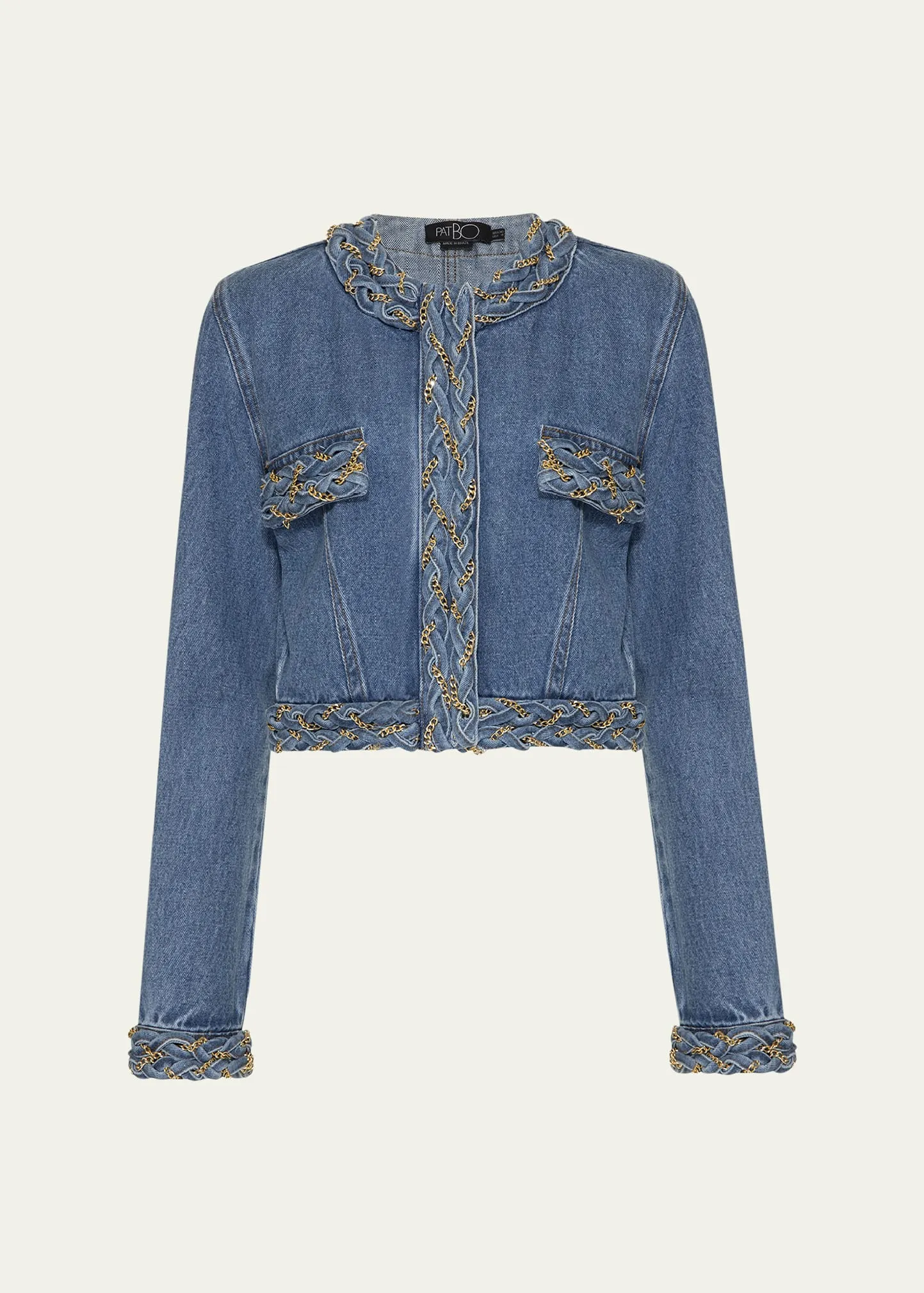 PatBo Braided Denim Cropped Jacket