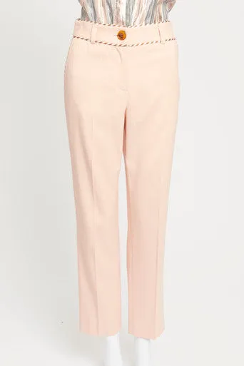 Pink High Rise Trousers with Striped Edging