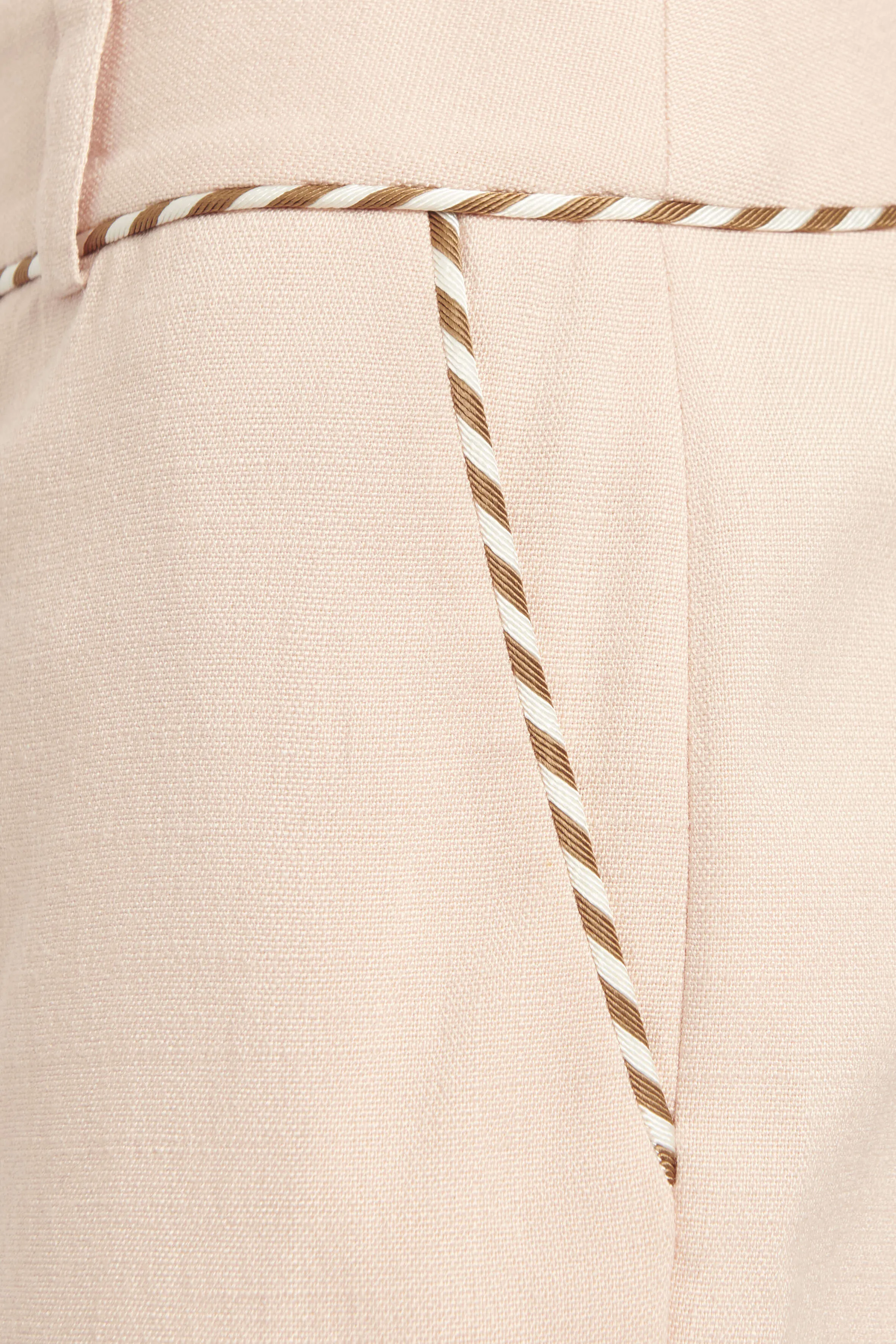 Pink High Rise Trousers with Striped Edging