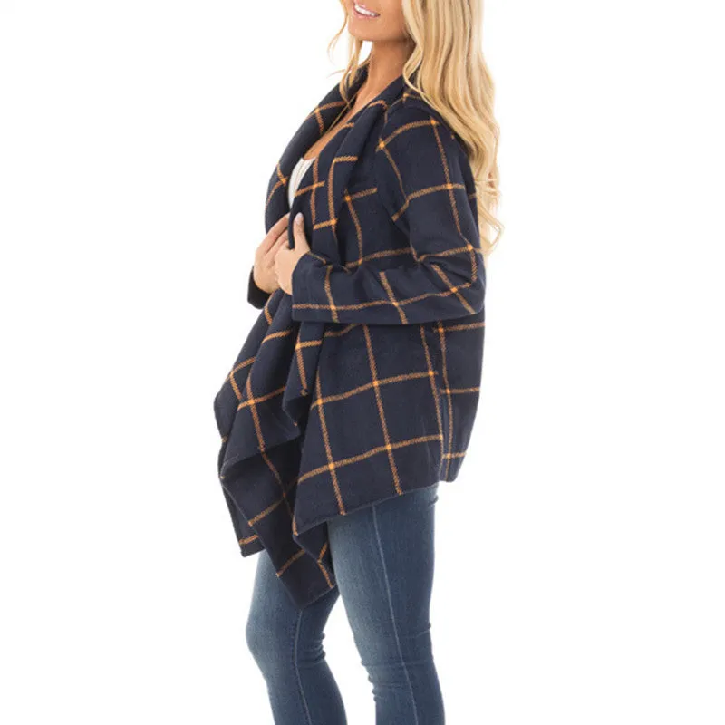 Plaid Loose Large Lapel Woolen Coat