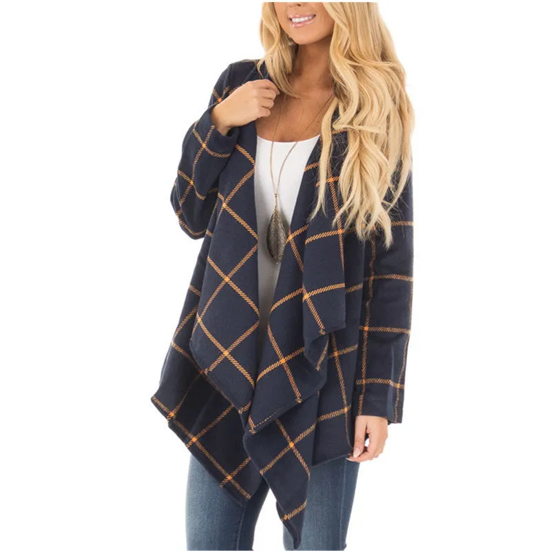 Plaid Loose Large Lapel Woolen Coat