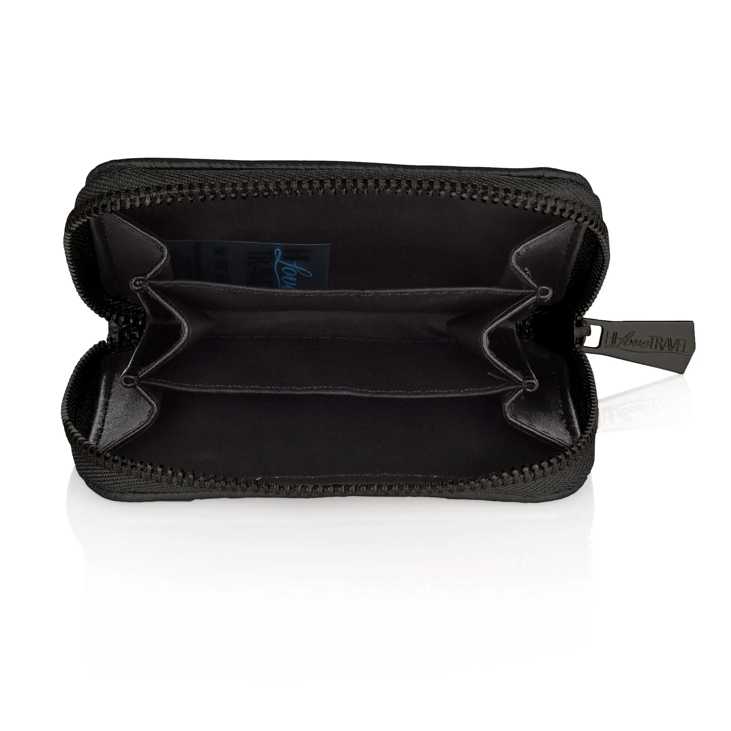 Puffer Zipper Wallet in Shimmer Black