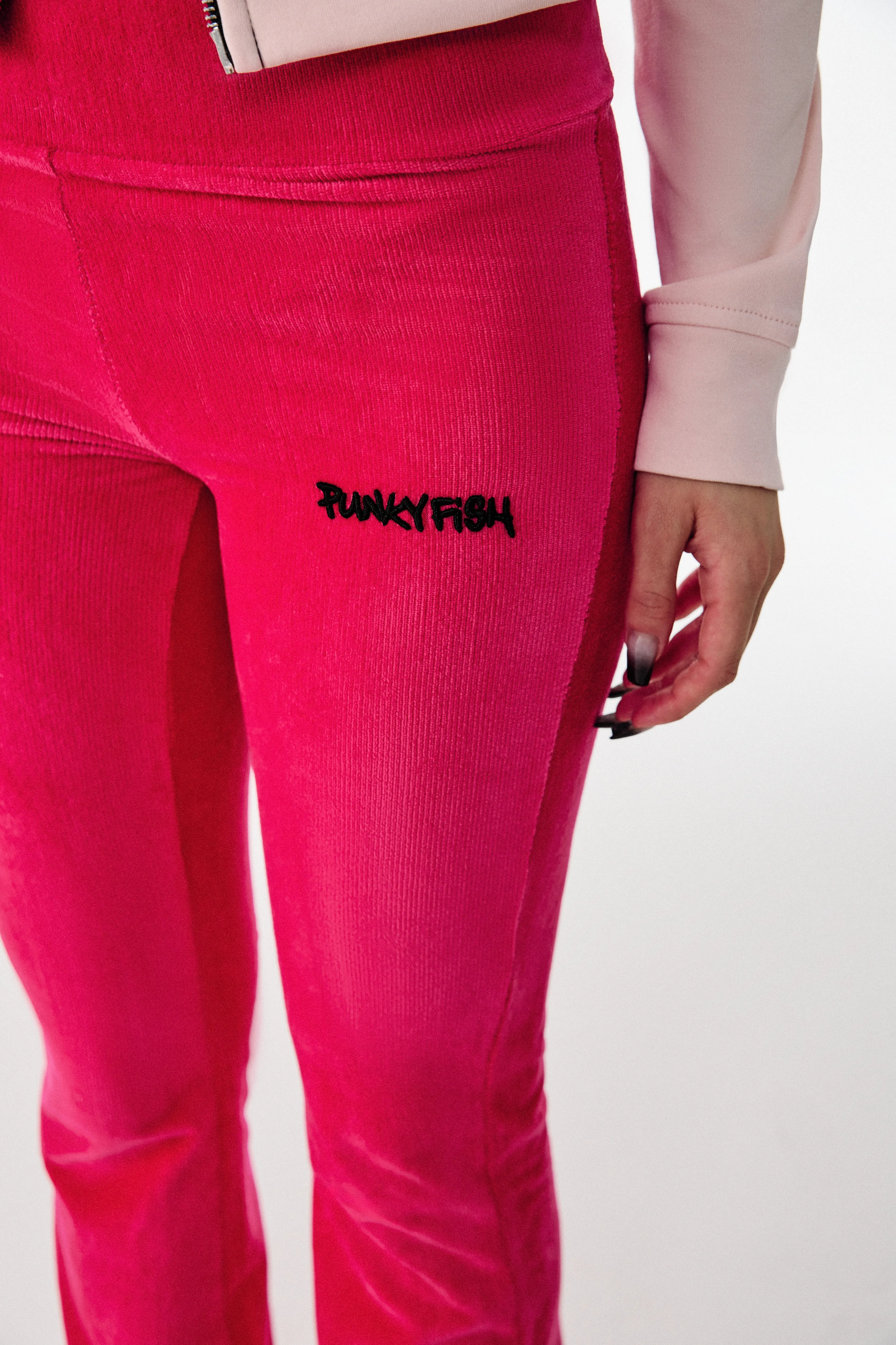 Punkyfish Flare Fuchsia Trousers Zipper Detail