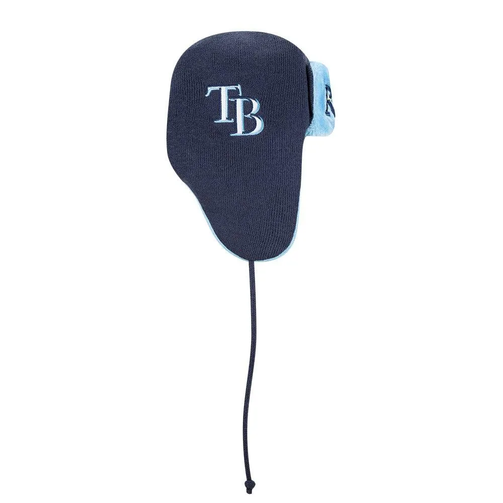 Rays New Era Navy Helmet Head Knit Hat