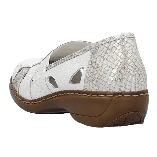 Rieker Women's Doric Woven Loafers- White