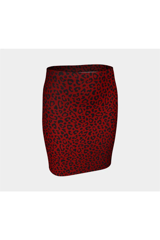 Rosy Leopard Fitted Skirt