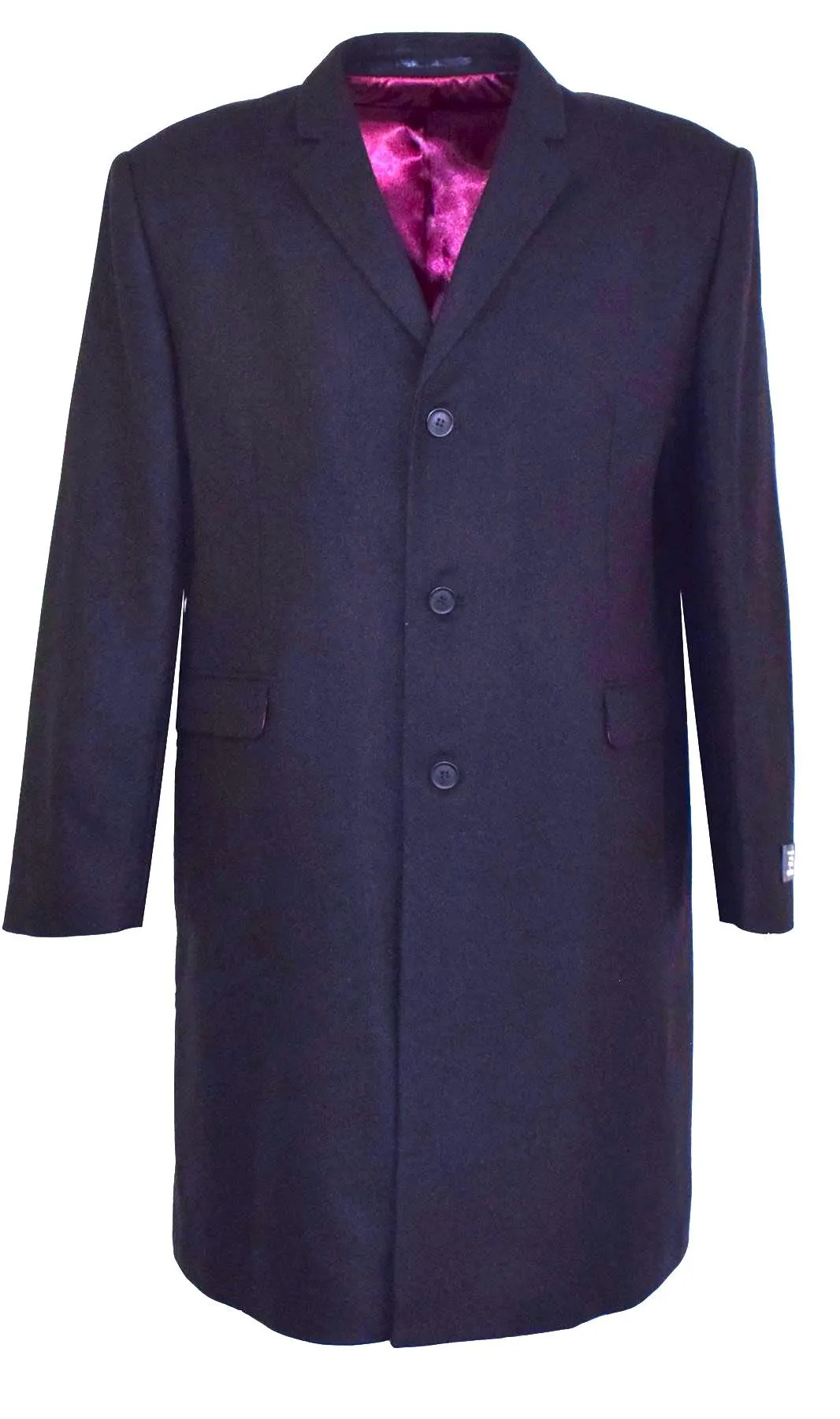 SCOTT Men's Melton Overcoat Notch Lapel with 2 straight Side Pockets in Navy Size 40-60