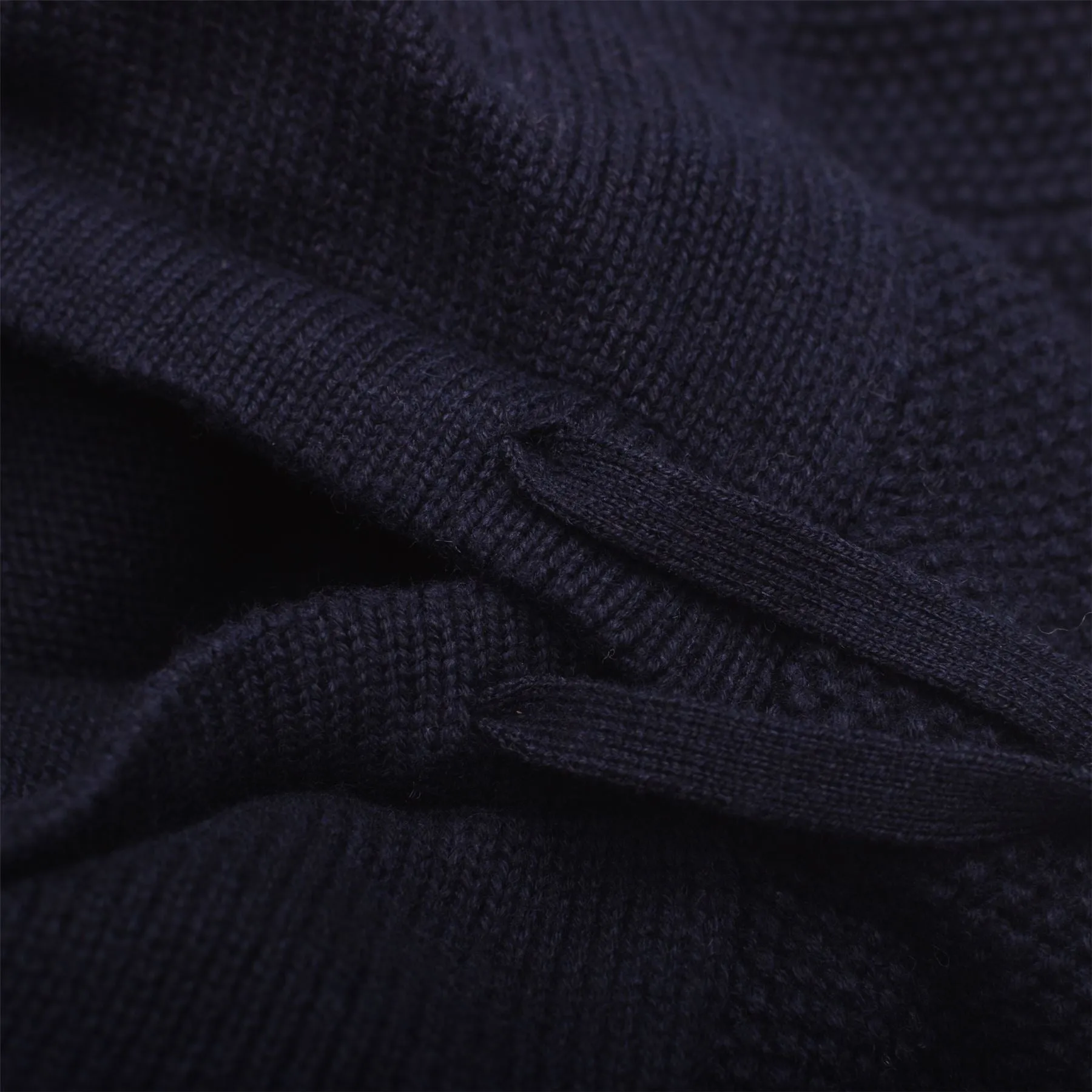 Seed Stitch Knitted Hoodie Dark Navy - SS23