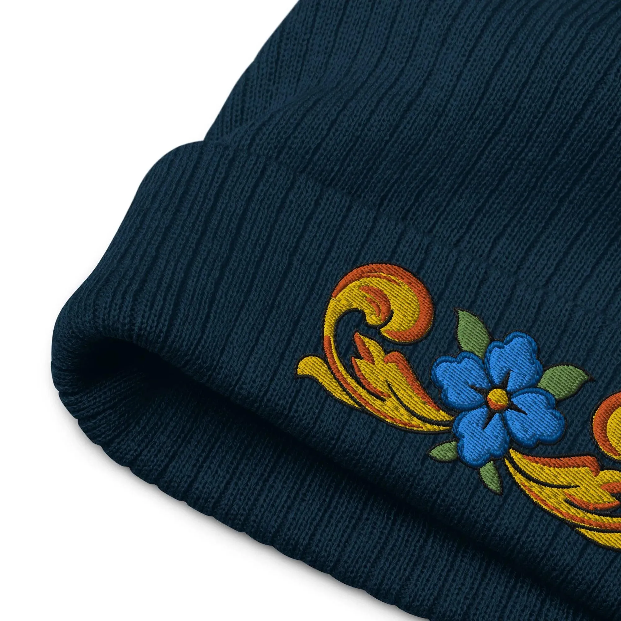 Sicilian Tile Motif Embroidered Beanie