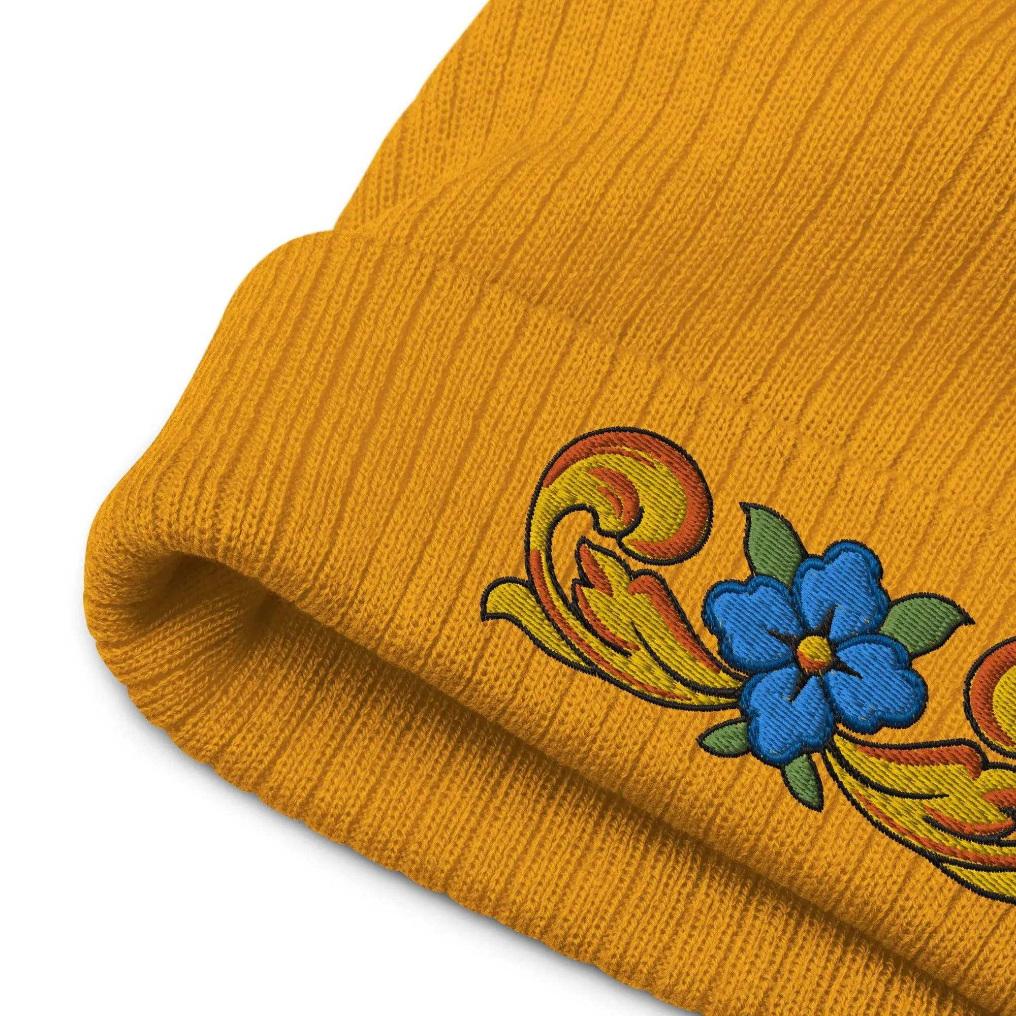 Sicilian Tile Motif Embroidered Beanie