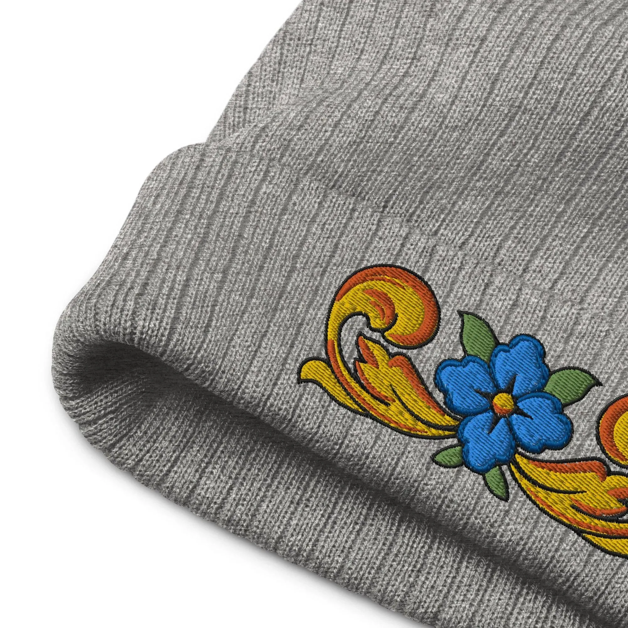 Sicilian Tile Motif Embroidered Beanie