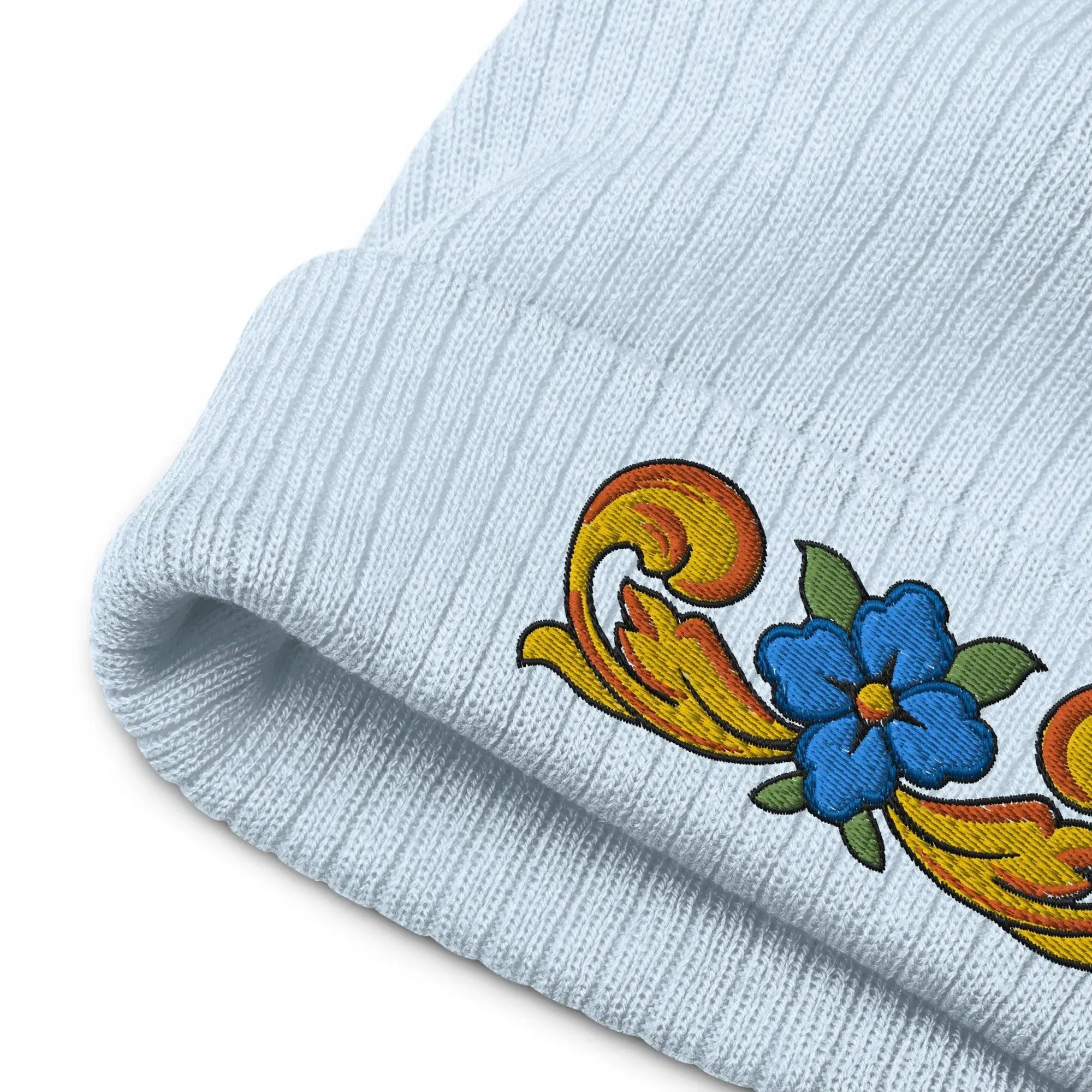 Sicilian Tile Motif Embroidered Beanie