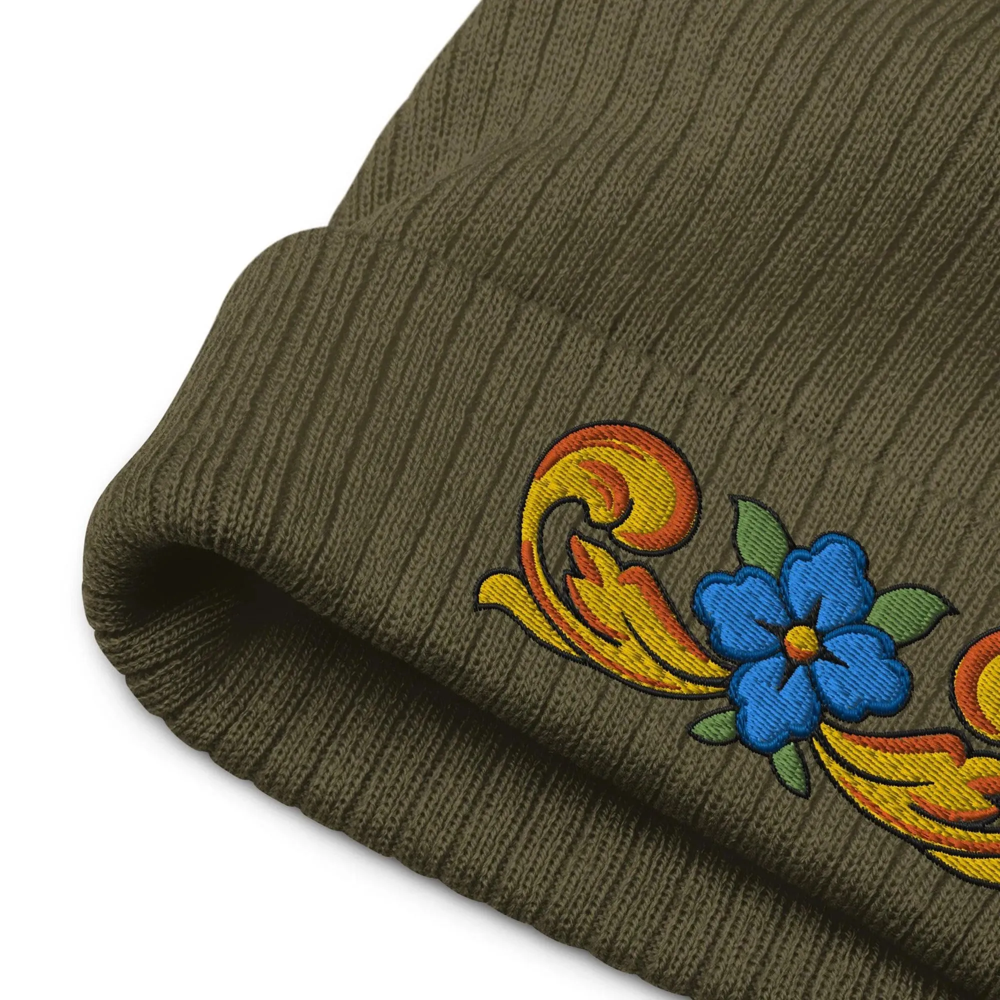 Sicilian Tile Motif Embroidered Beanie