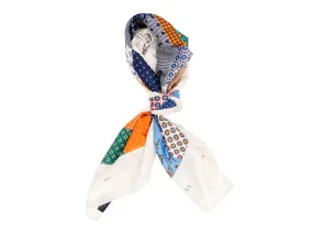 Silk Patchwork Foulard Classic White