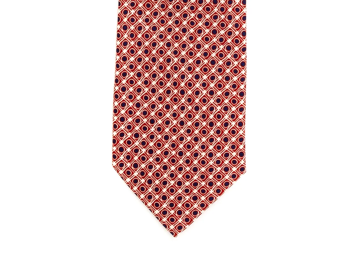 Silk Tie Retro Circle Red