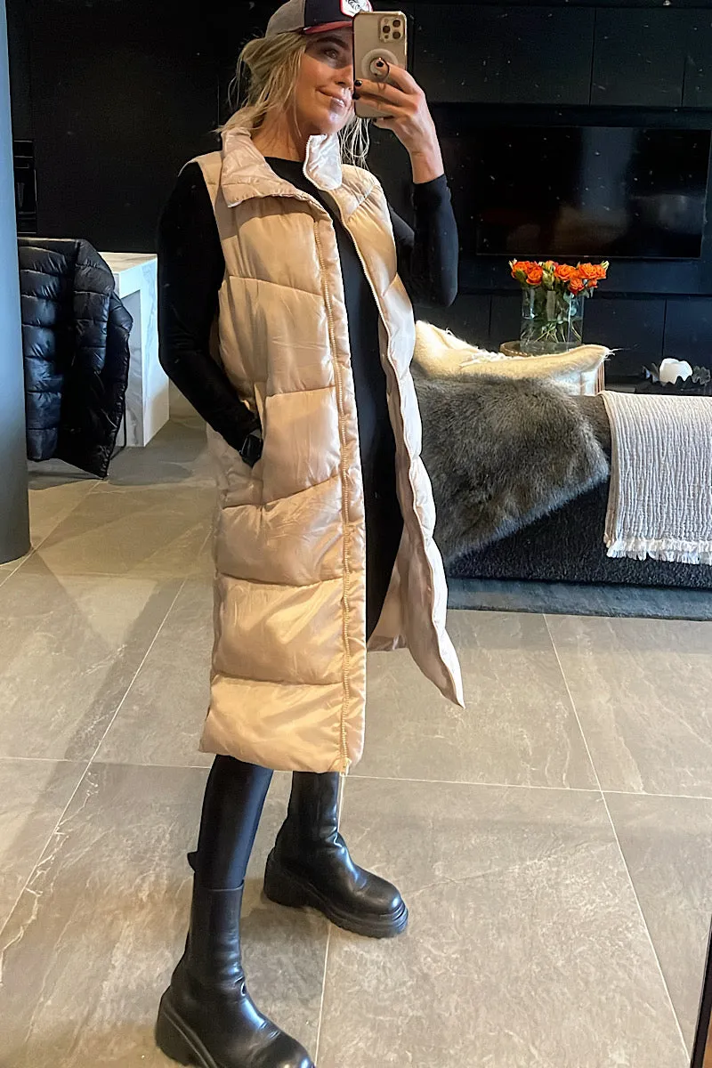 Sleeveless Stone Puffer Jacket