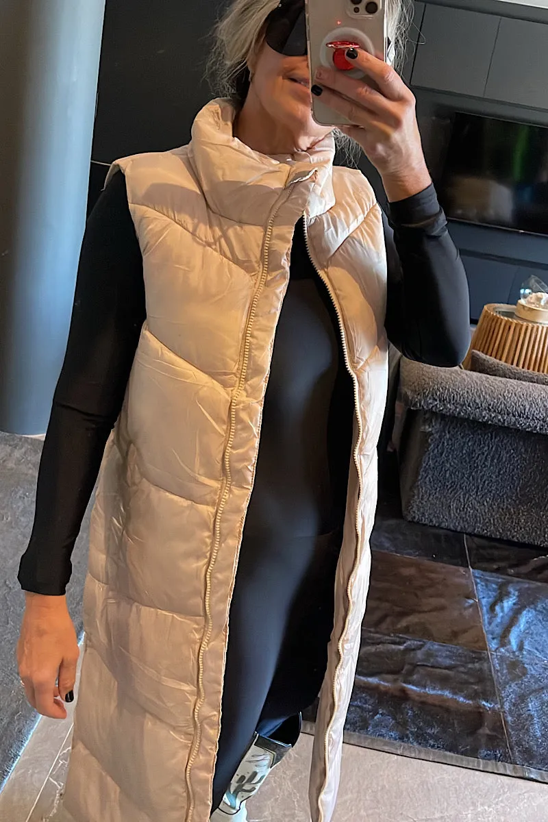 Sleeveless Stone Puffer Jacket