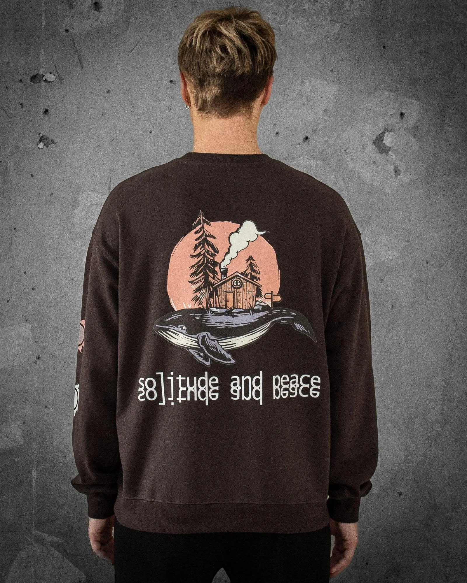 Solitude and Peace | Oversized Charcoal Men's Sweatshirt