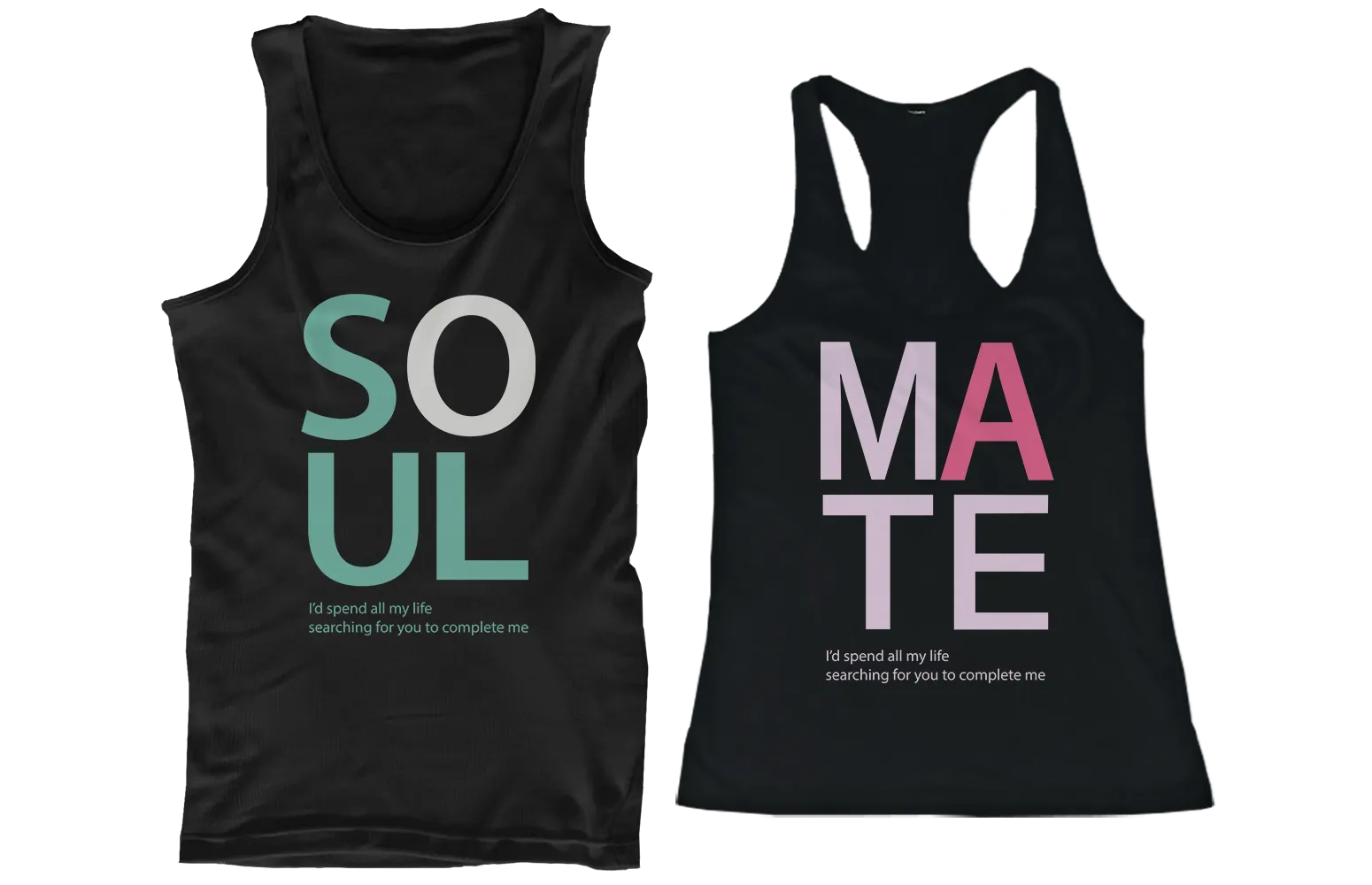 SOUL MATE Couple Tank Tops Cute His and Her Matching Tanks for Couples