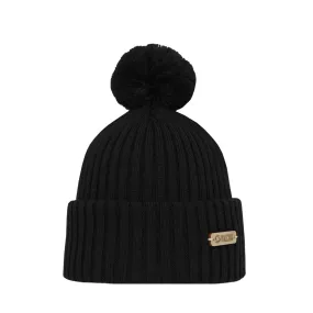 Superyellow Kide Black Merino Wool Beanie (Unisex)