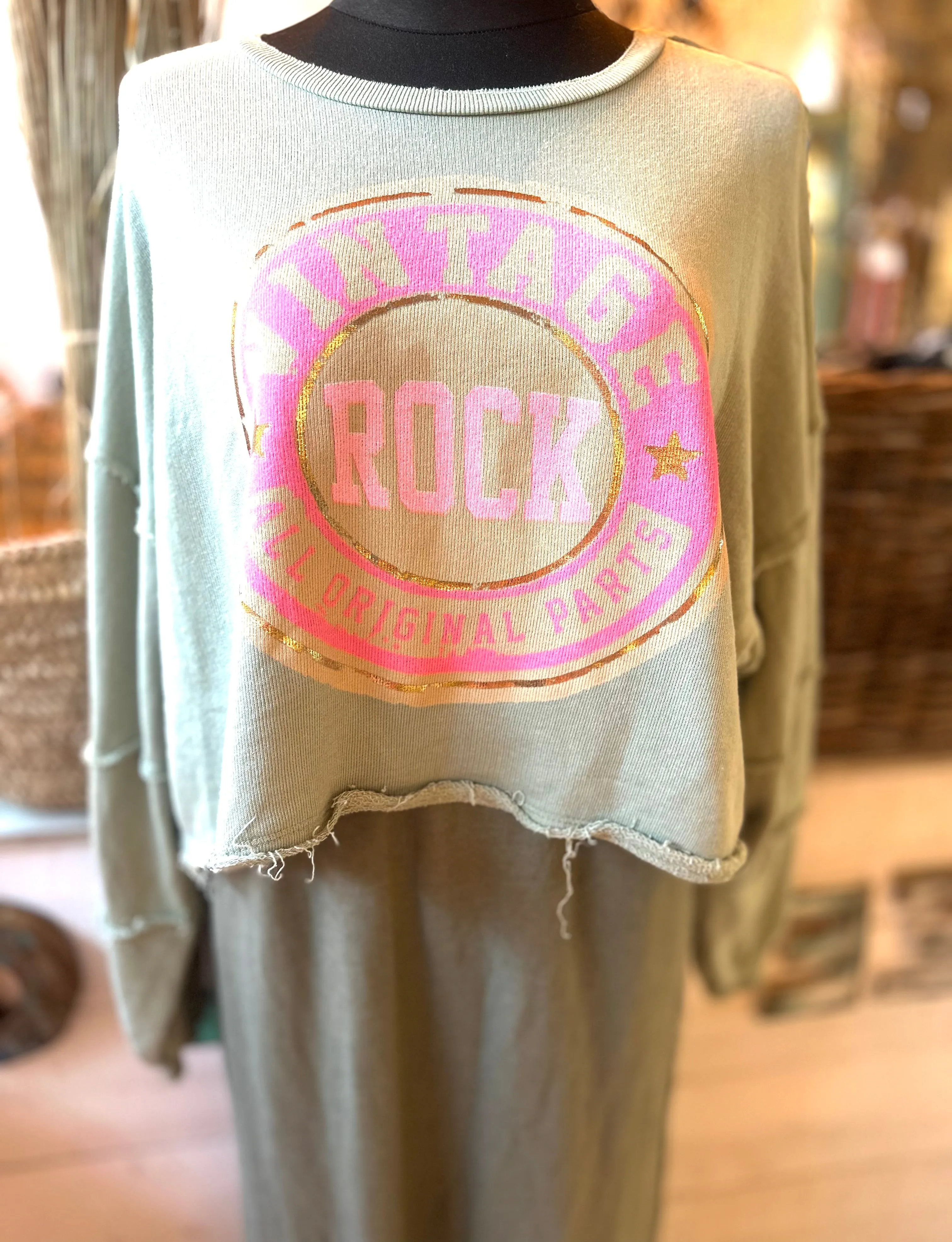 Sweatshirt Druck Vintage Rock