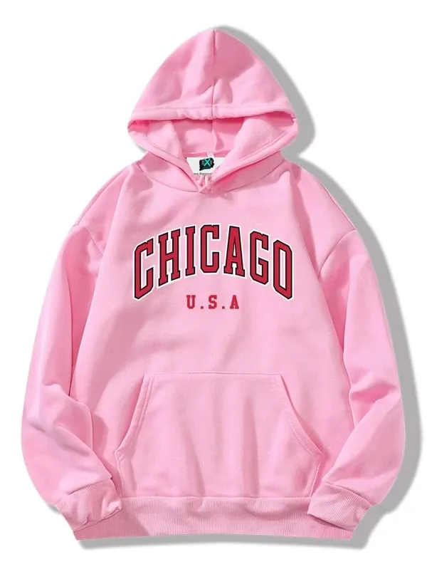 SXV  'CHICAGO’ Printed Cool Aesthetic Sweatshirt Hoodie