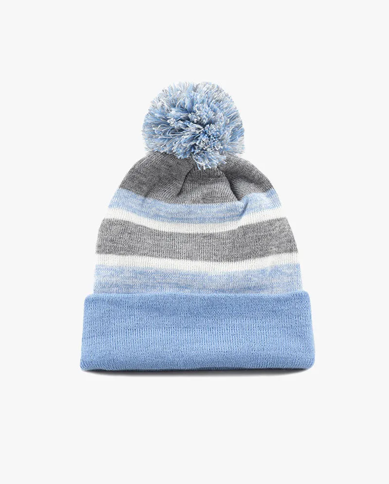 The Hat Depot Kids - Pom Pom Knit Stripe Beanie