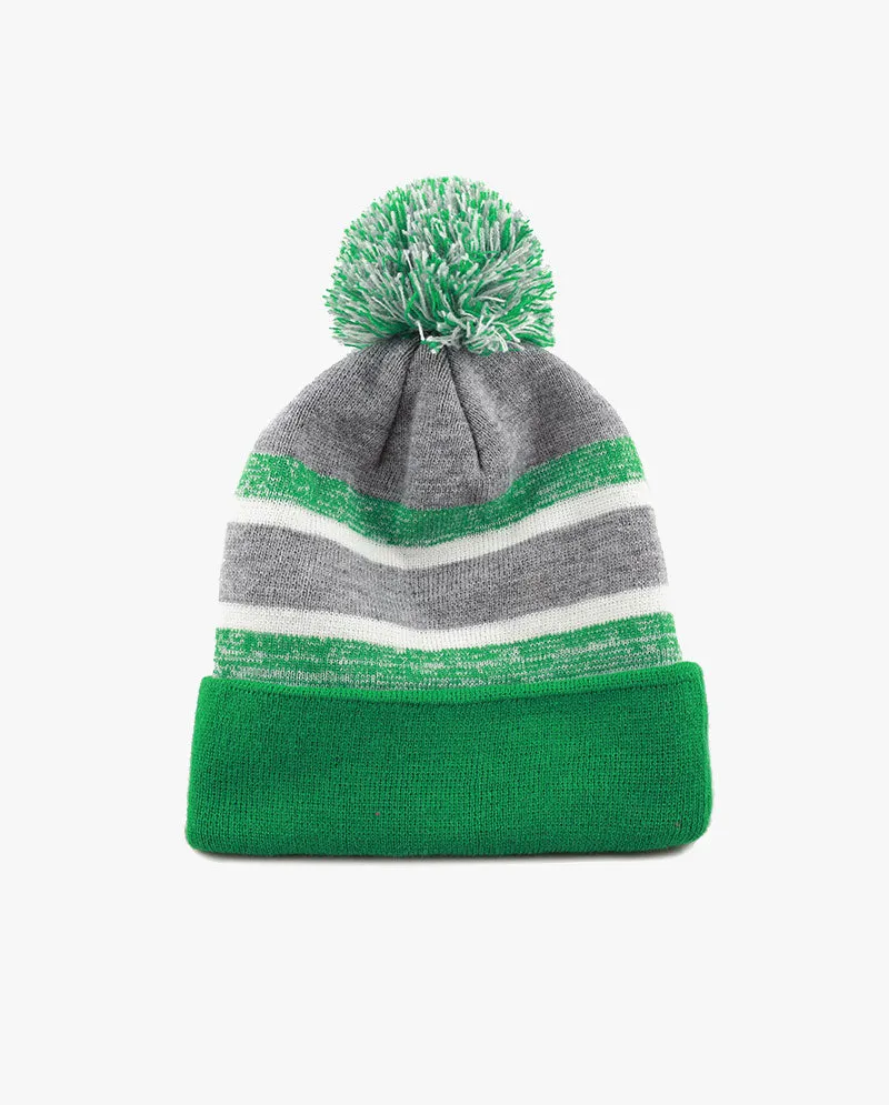 The Hat Depot Kids - Pom Pom Knit Stripe Beanie