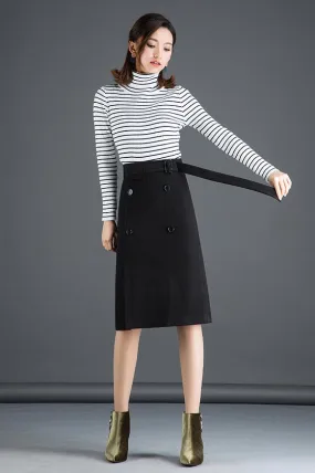 The new autumn and winter wool skirt for women with the long high-waisted a-line S035