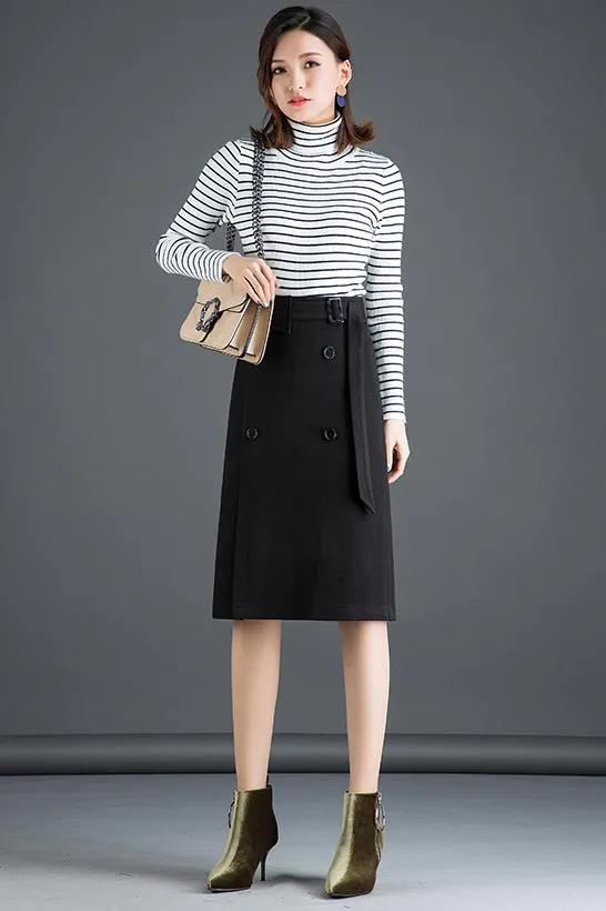 The new autumn and winter wool skirt for women with the long high-waisted a-line S035