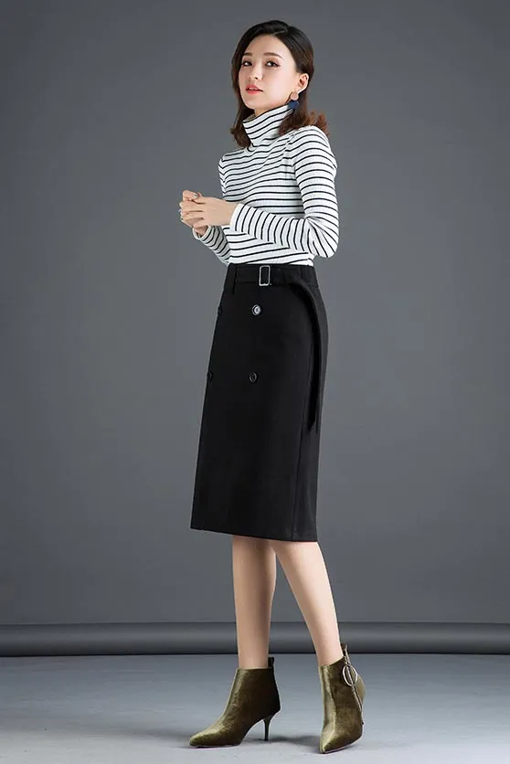 The new autumn and winter wool skirt for women with the long high-waisted a-line S035