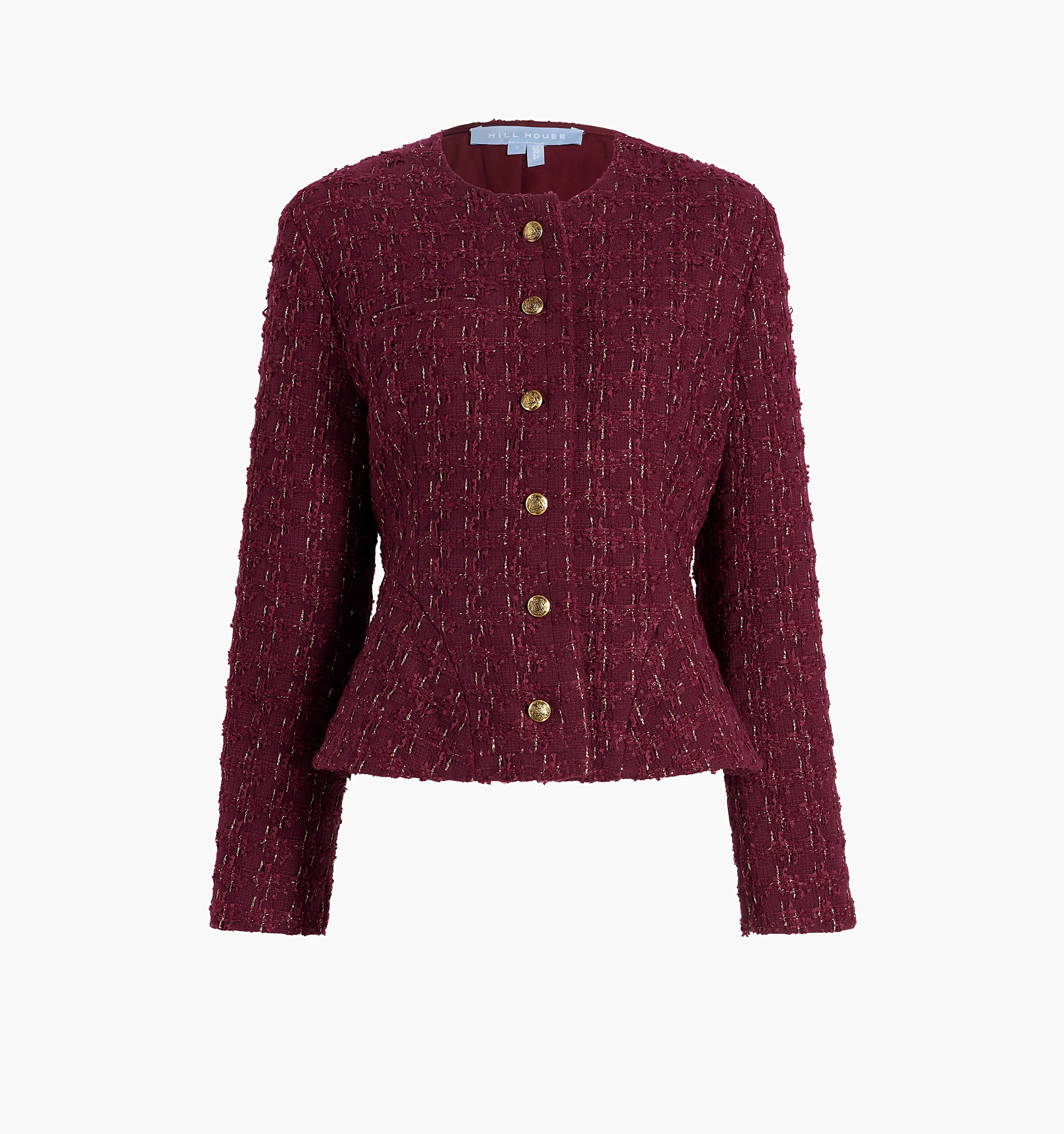 The Valentina Jacket - Burgundy Tweed