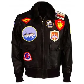 Tom Cruise Top Gun Black Leather Jacket