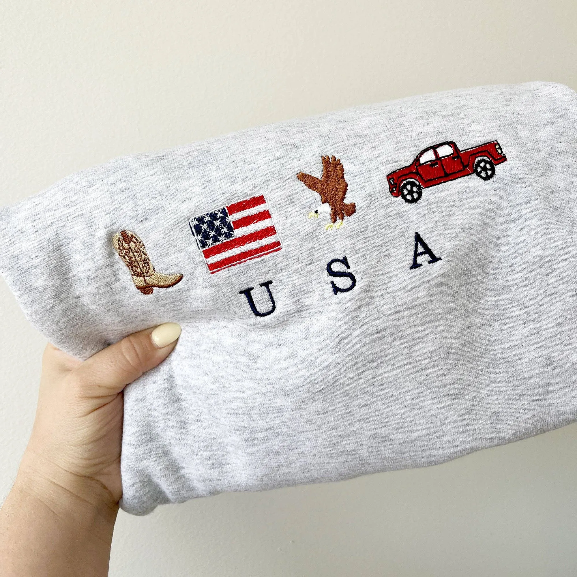 USA Embroidered Icons Crewneck