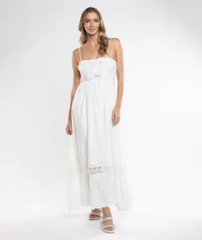 White Cotton Spaghetti Straps Slip-on Maxi Dress