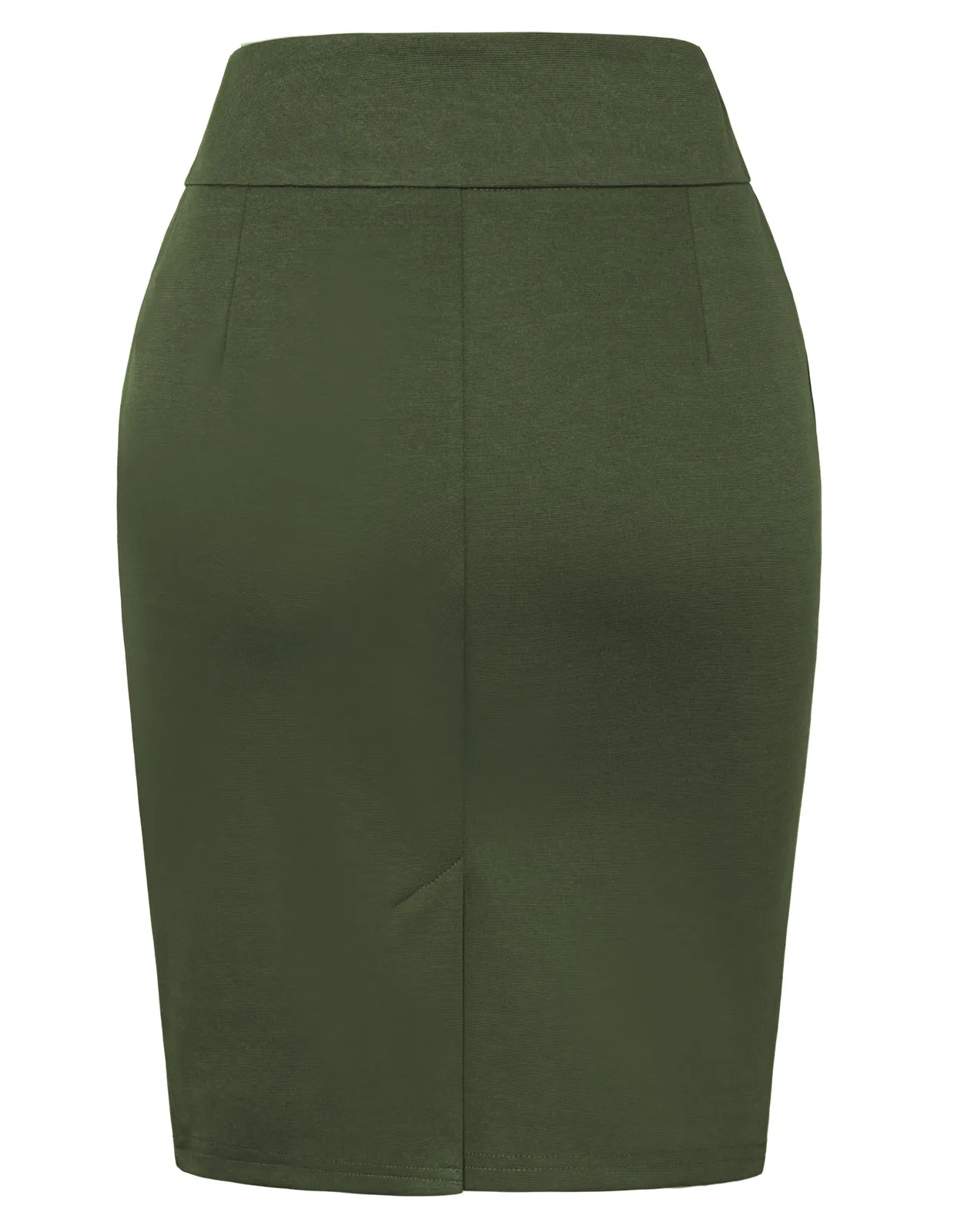 Women Back Slit Pencil Skirt OL High Waist Above Knee Bodycon Skirt