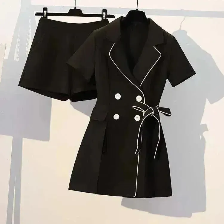 Women Casual Black two-piece Skirt suit