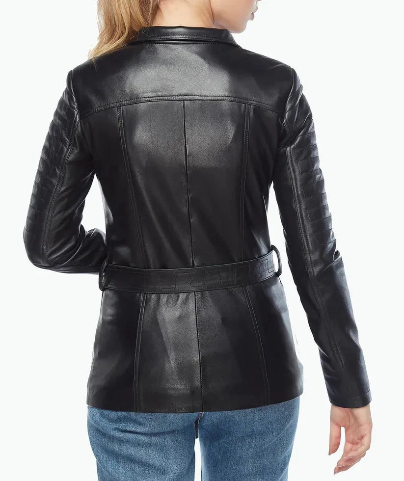 Womens Black Leather Motorcycle Jacket