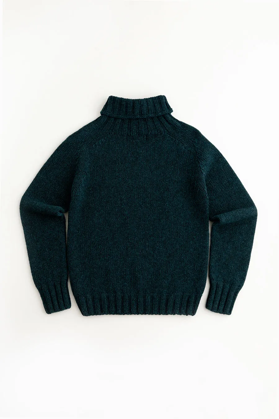 Womens Chunky Geelong Superfine Lambswool Polo Neck Jumper - Teal