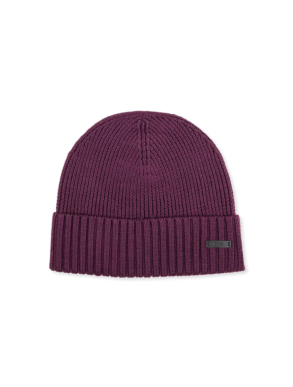 Wool Beanie with Logo Label Purple